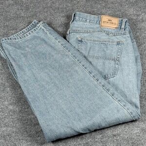 Vintage 90s Open Trails Jeans 38x30 Light Wash Denim Cotton Straight Leg Classic
